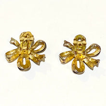 Black and Gold Ribbon Clip On Earrings