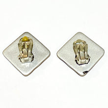 Square Metallic Zebra Print Clip On Earrings