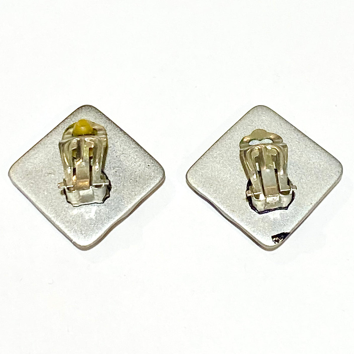 Square Metallic Zebra Print Clip On Earrings