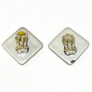 Square Metallic Zebra Print Clip On Earrings