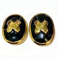 Vintage Black Enamel Costume Clip On Earrings