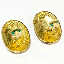 Vintage Black Enamel Costume Clip On Earrings