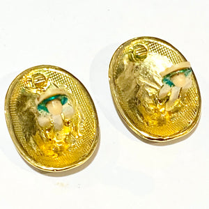 Vintage Black Enamel Costume Clip On Earrings
