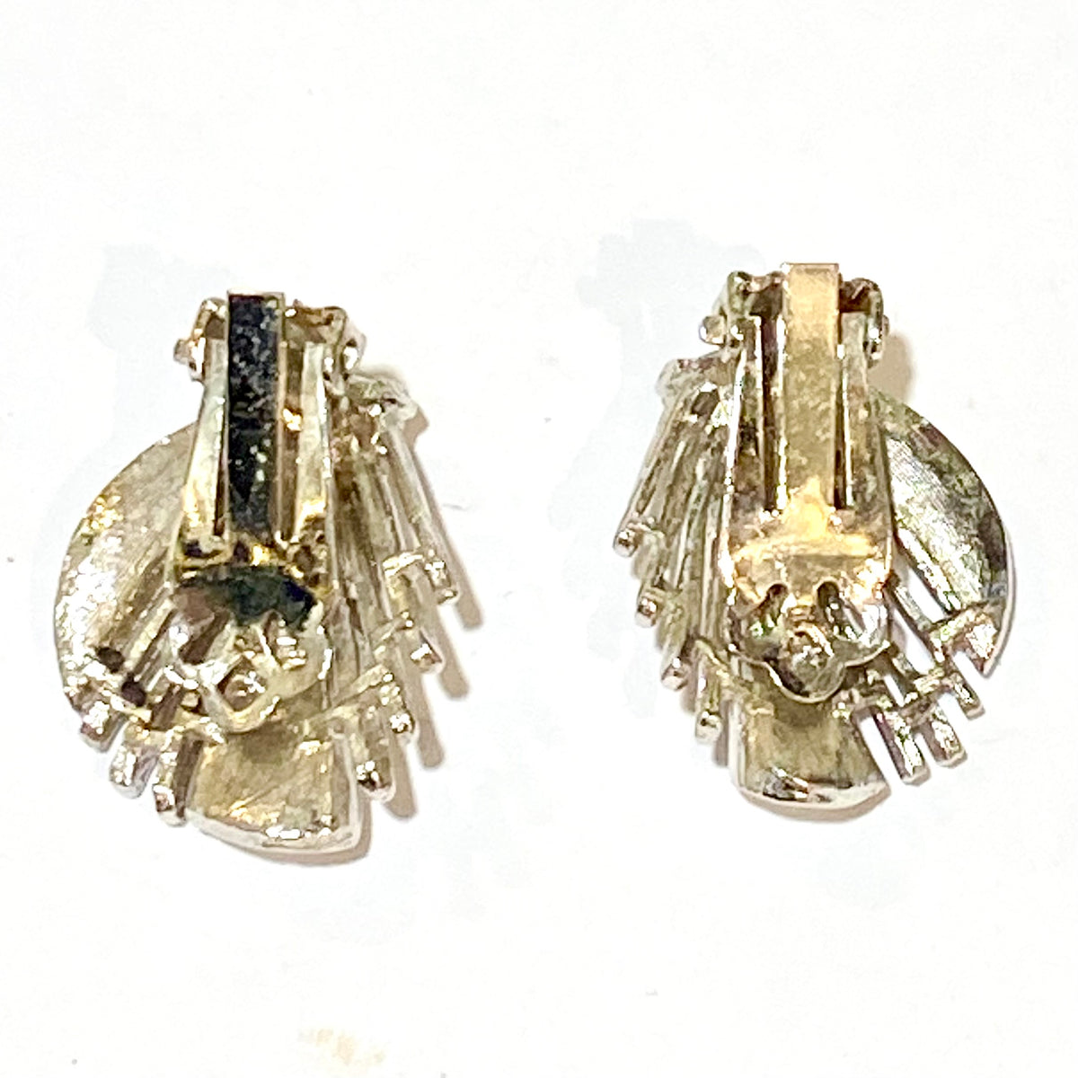 Vintage Silver Ripple Clip On Earrings