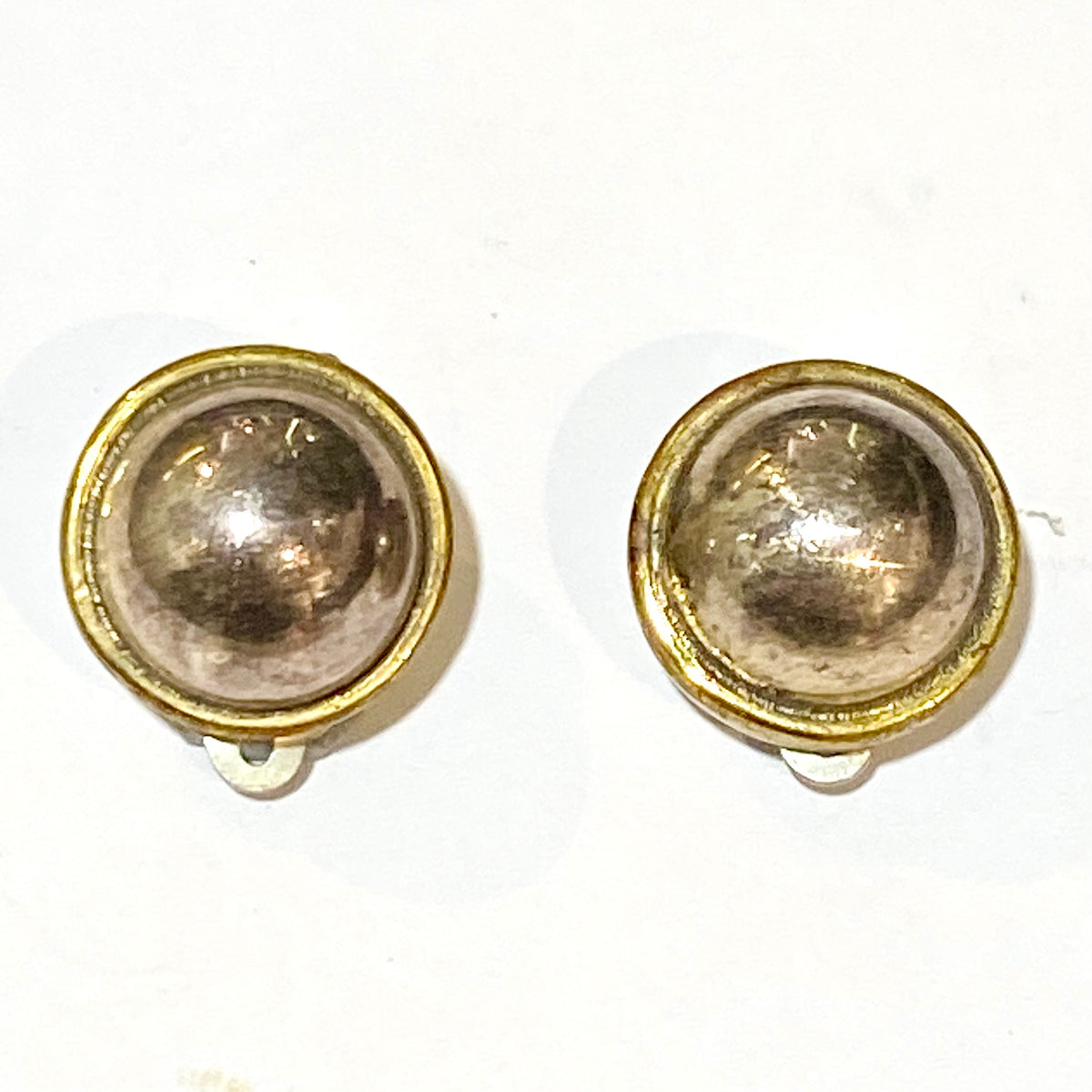 Vintage Sterling Silver Round Clip On Earrings