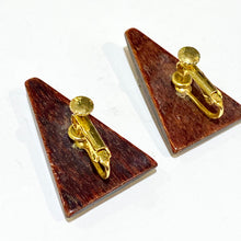 Vintage Wooden Triangle Clip On Earrings