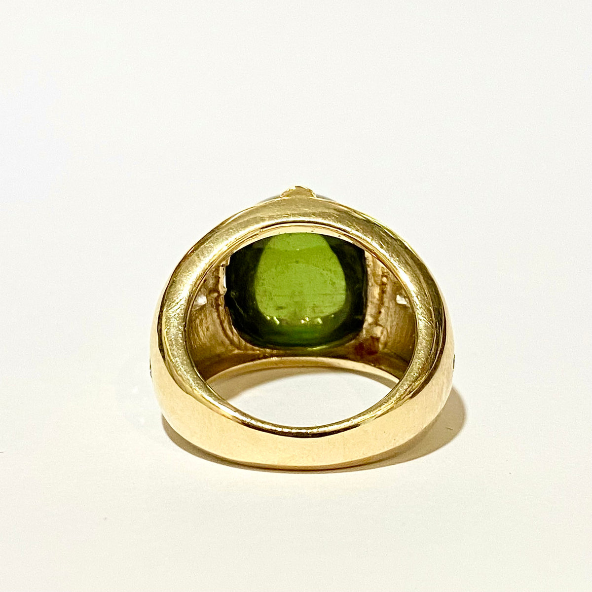 9ct Yellow Gold 14.32ct Green Tourmaline and Diamond Ring