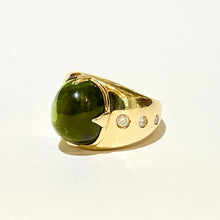 9ct Yellow Gold 14.32ct Green Tourmaline and Diamond Ring