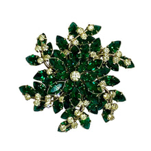 Vintage Green and White Crystal ‘JewelCrest’ Brooch
