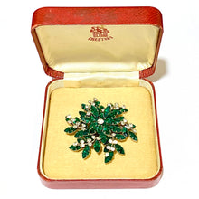 Vintage Green and White Crystal ‘JewelCrest’ Brooch