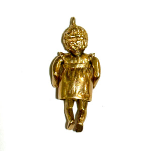 Antique 9ct Yellow Gold Articulated Baby Doll Pendant