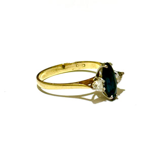 18ct Yellow Gold Sapphire and Diamond Trilogy Ring