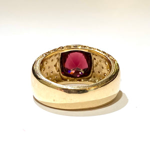 9ct Yellow Gold Red Spinel and Diamond Band