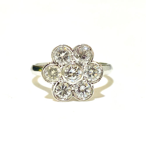 9ct White Gold Diamond Cluster Ring