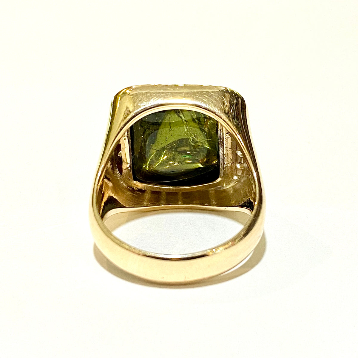 9ct Yellow Gold 14.65ct Green Tourmaline and Diamond Ring