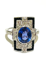 Tanzanite, Onyx and Diamond 9ct White Gold