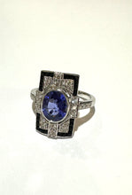 Tanzanite, Onyx and Diamond 9ct White Gold