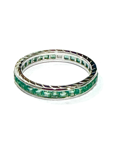 Emerald 9ct White Gold Band