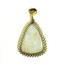 18ct Yellow Gold Solid White Opal and Diamond Pendant