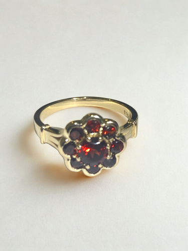 9ct Gold Cluster Garnet Ring