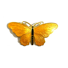 Sterling Silver Yellow Enamel Butterfly Brooch by C. G. Sporrong & Co.