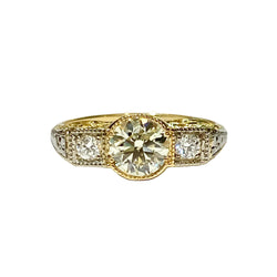 18ct Yellow Gold and Platinum Set Diamond Trilogy Ring