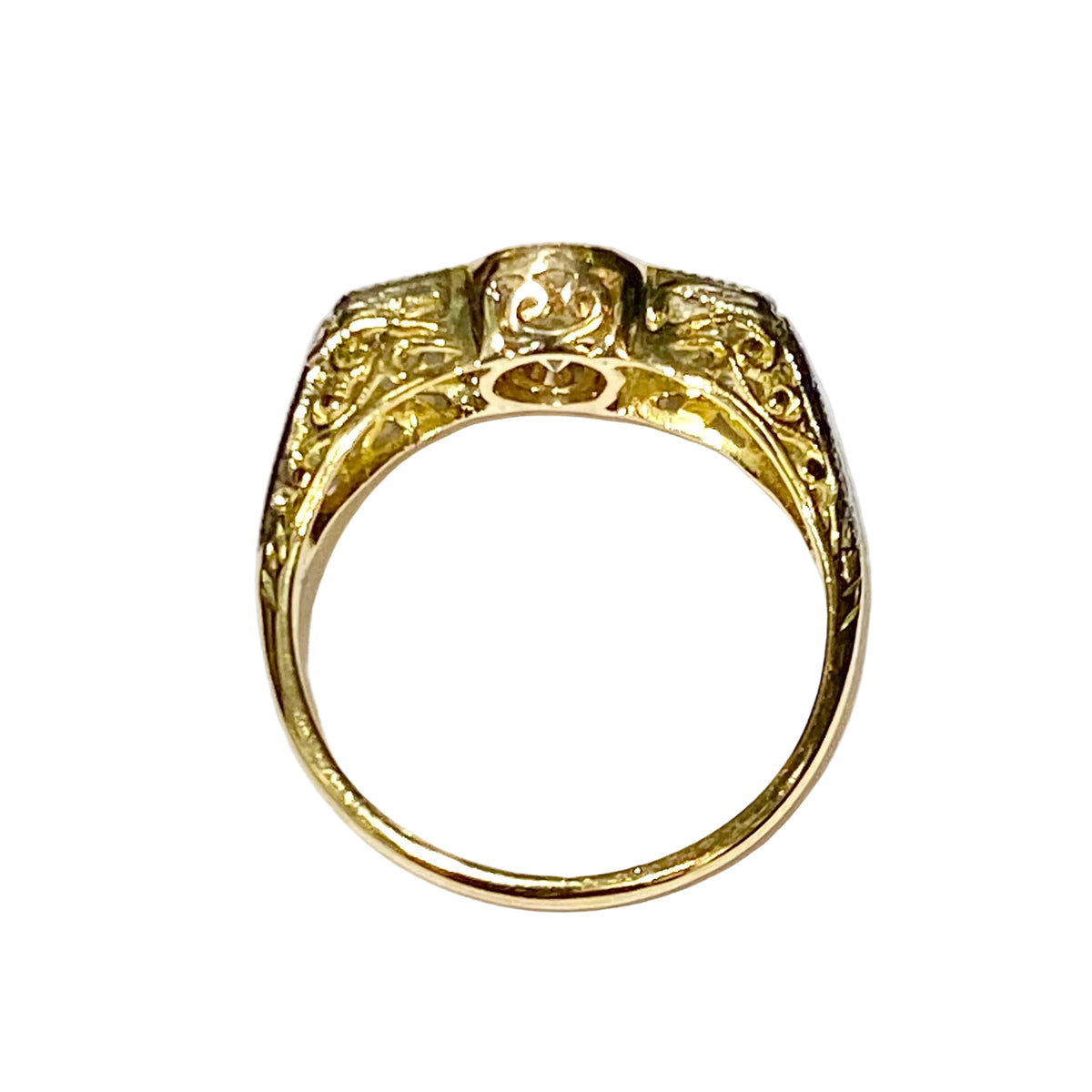 18ct Yellow Gold and Platinum Set Diamond Trilogy Ring