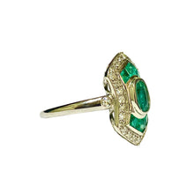 Platinum Set Emerald and Diamond Ring