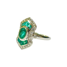 Platinum Set Emerald and Diamond Ring