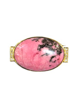 Rhodonite and Diamond set Oval set Brooch