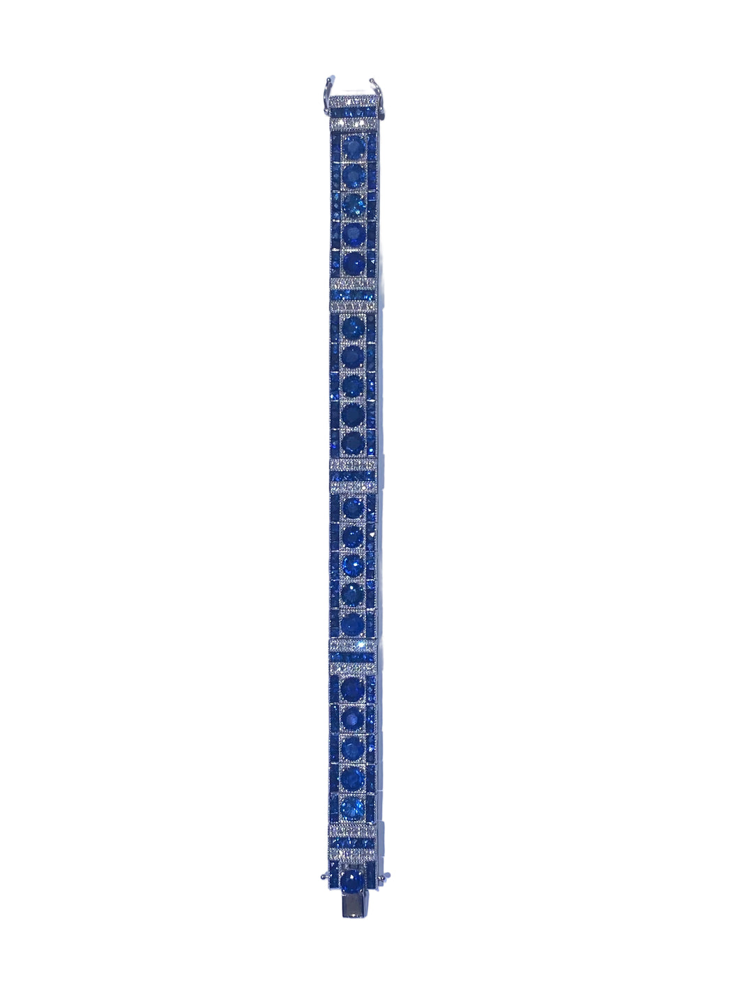 Platinum Sapphire and Diamond Set Art Deco Bracelet