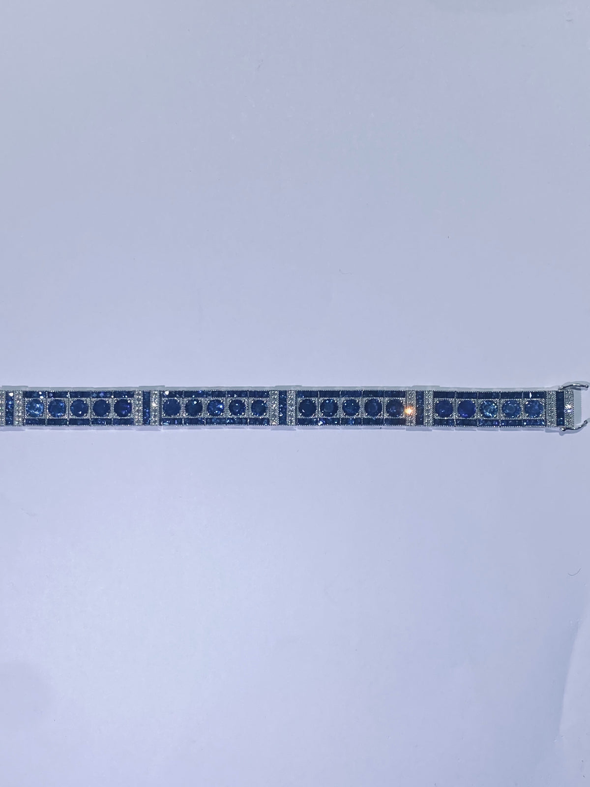 Platinum Sapphire and Diamond Set Art Deco Bracelet