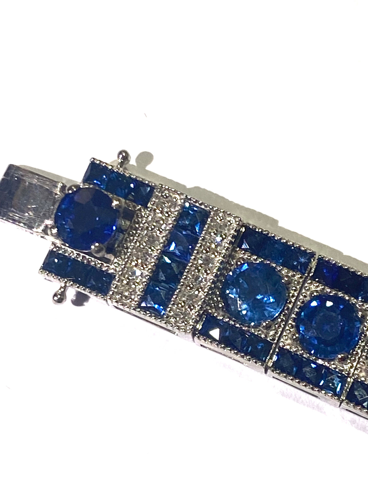 Platinum Sapphire and Diamond Set Art Deco Bracelet