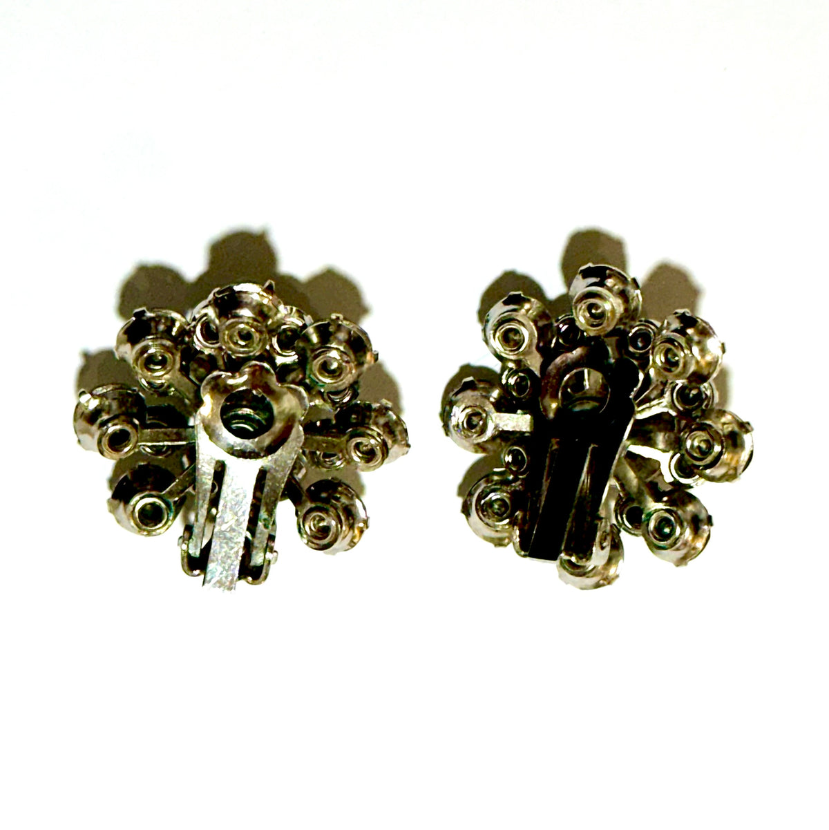 Vintage Foiled Back Crystal Brooch and Clip On Set