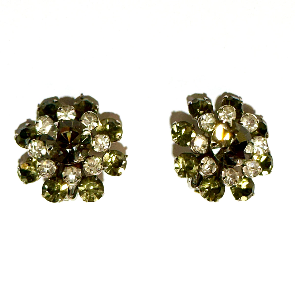Vintage Foiled Back Crystal Brooch and Clip On Set