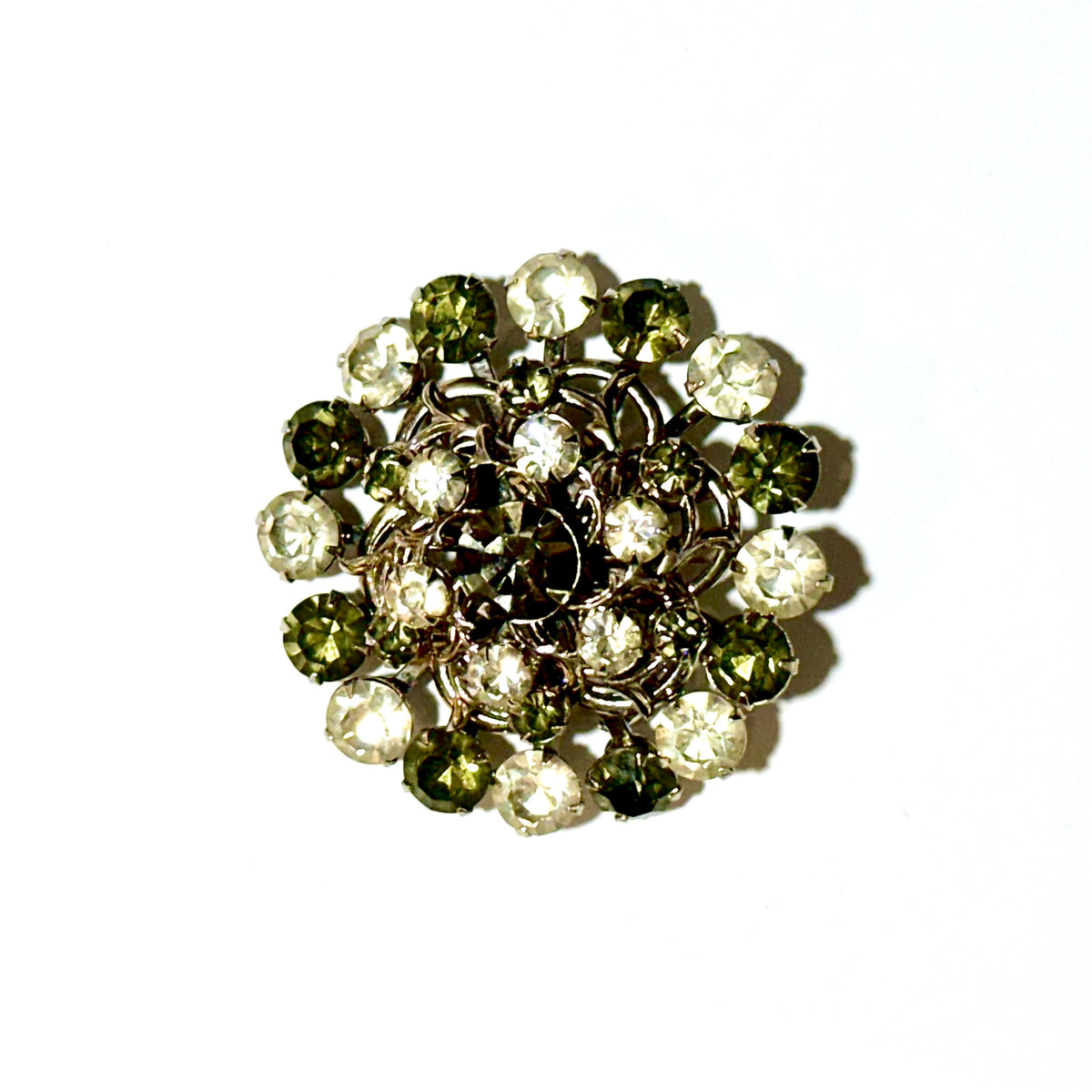 Vintage Foiled Back Crystal Brooch and Clip On Set