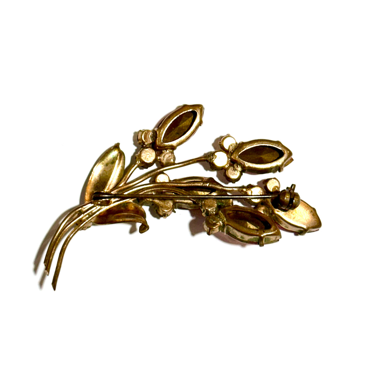 Vintage Crystal Floral Brooch