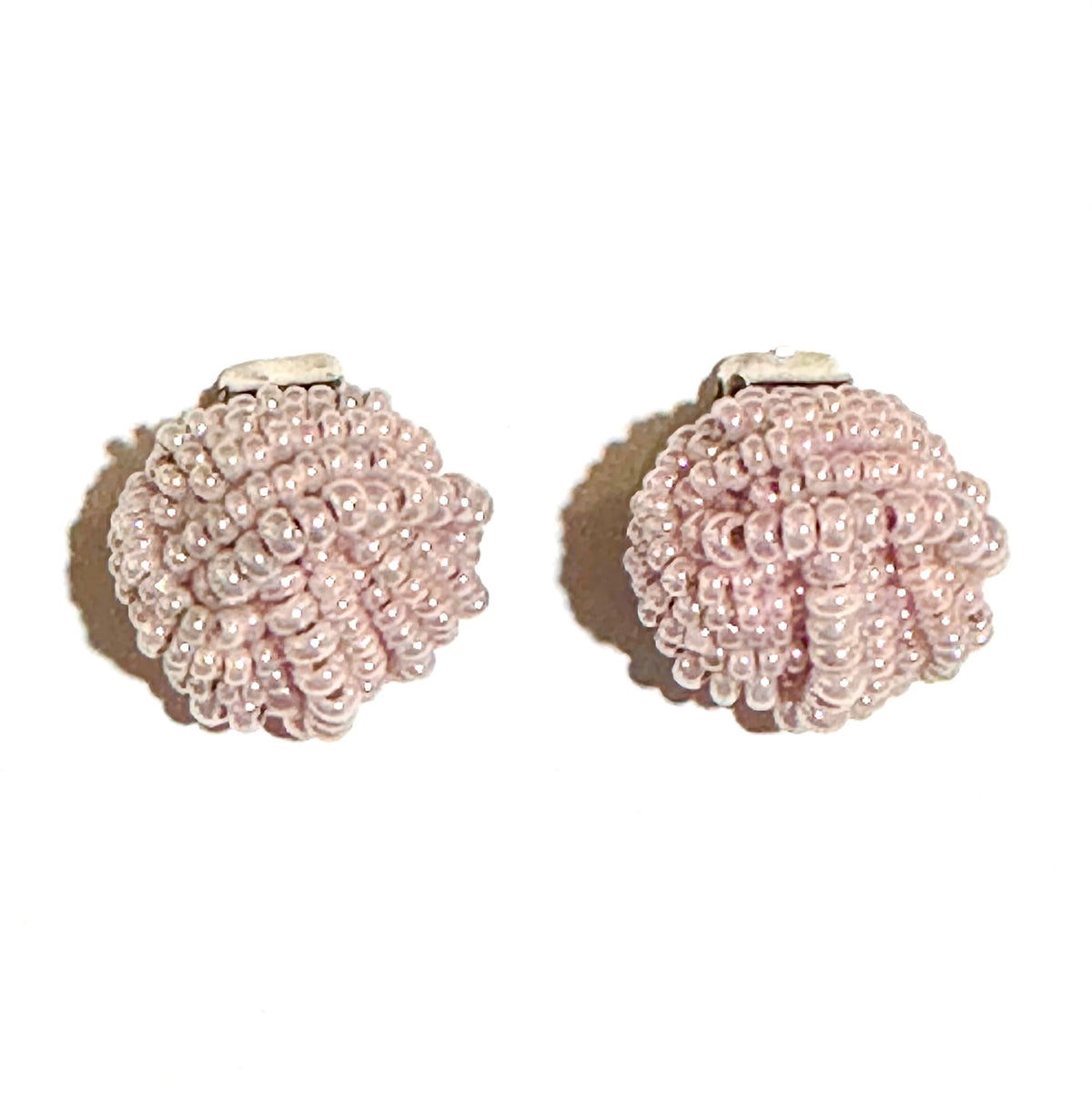 Vintage Pink Iridescent Beaded Clip On Earrings
