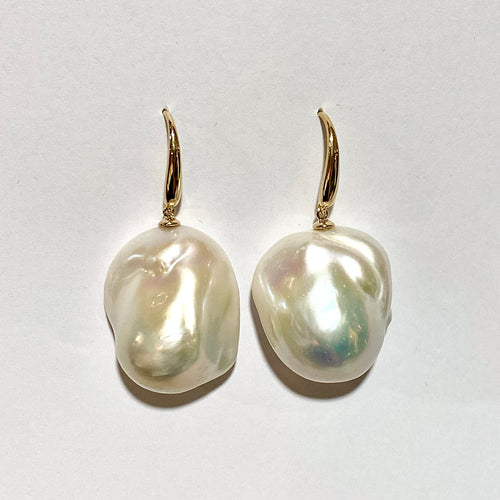 9ct Yellow Gold Baroque Pearl Drop Earrings