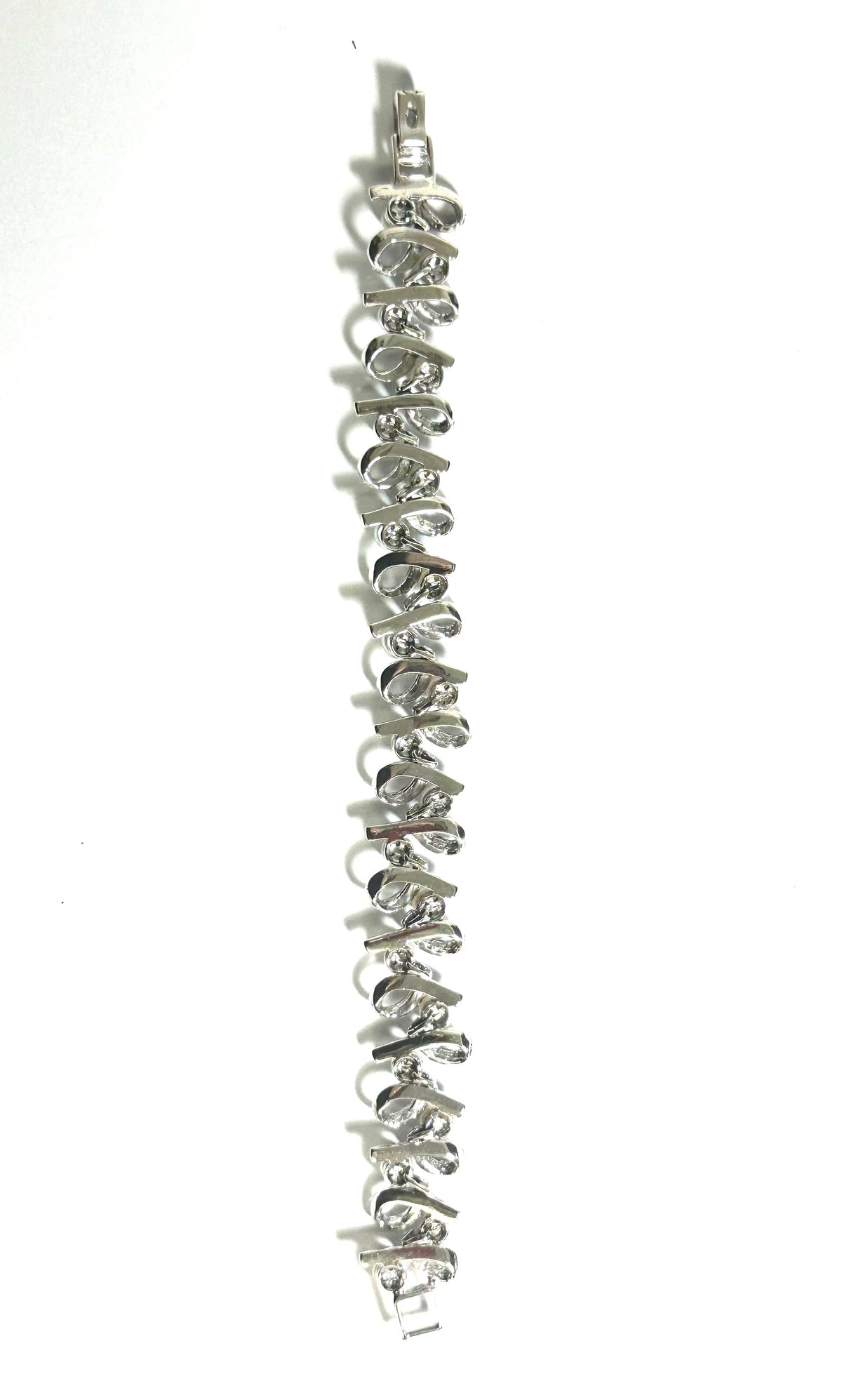 Sterling Silver, Marcasite and Pearl Ribbon Bracelet