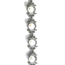 Sterling Silver, Marcasite and Pearl Bracelet