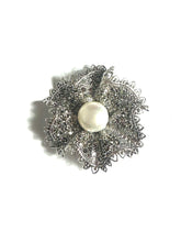 Sterling Silver, Marcasite and Pearl Brooch