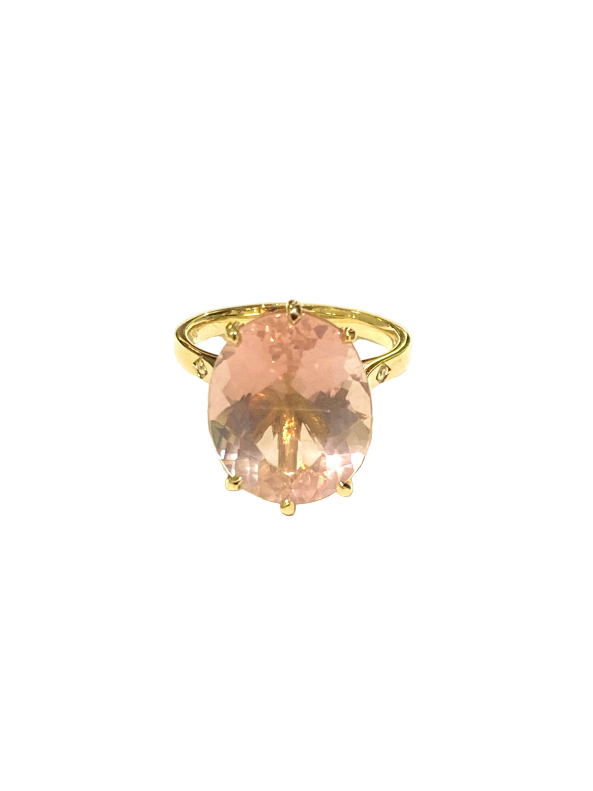 18ct Gold Rose Quartz with Diamonds