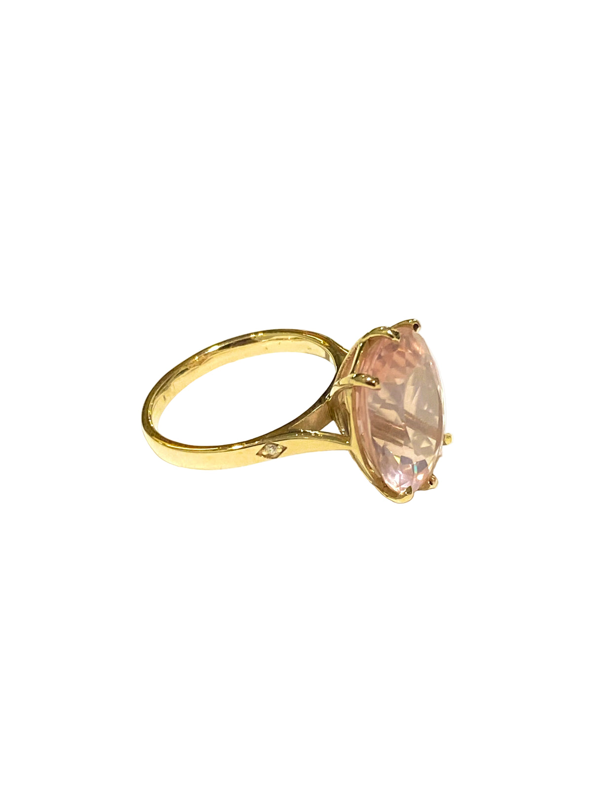 18ct Gold Rose Quartz with Diamonds