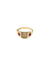 9ct Gold Opal and Ruby Ring