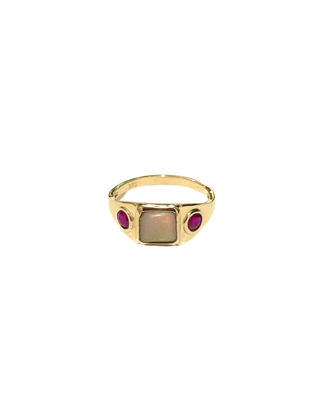 9ct Gold Opal and Ruby Ring