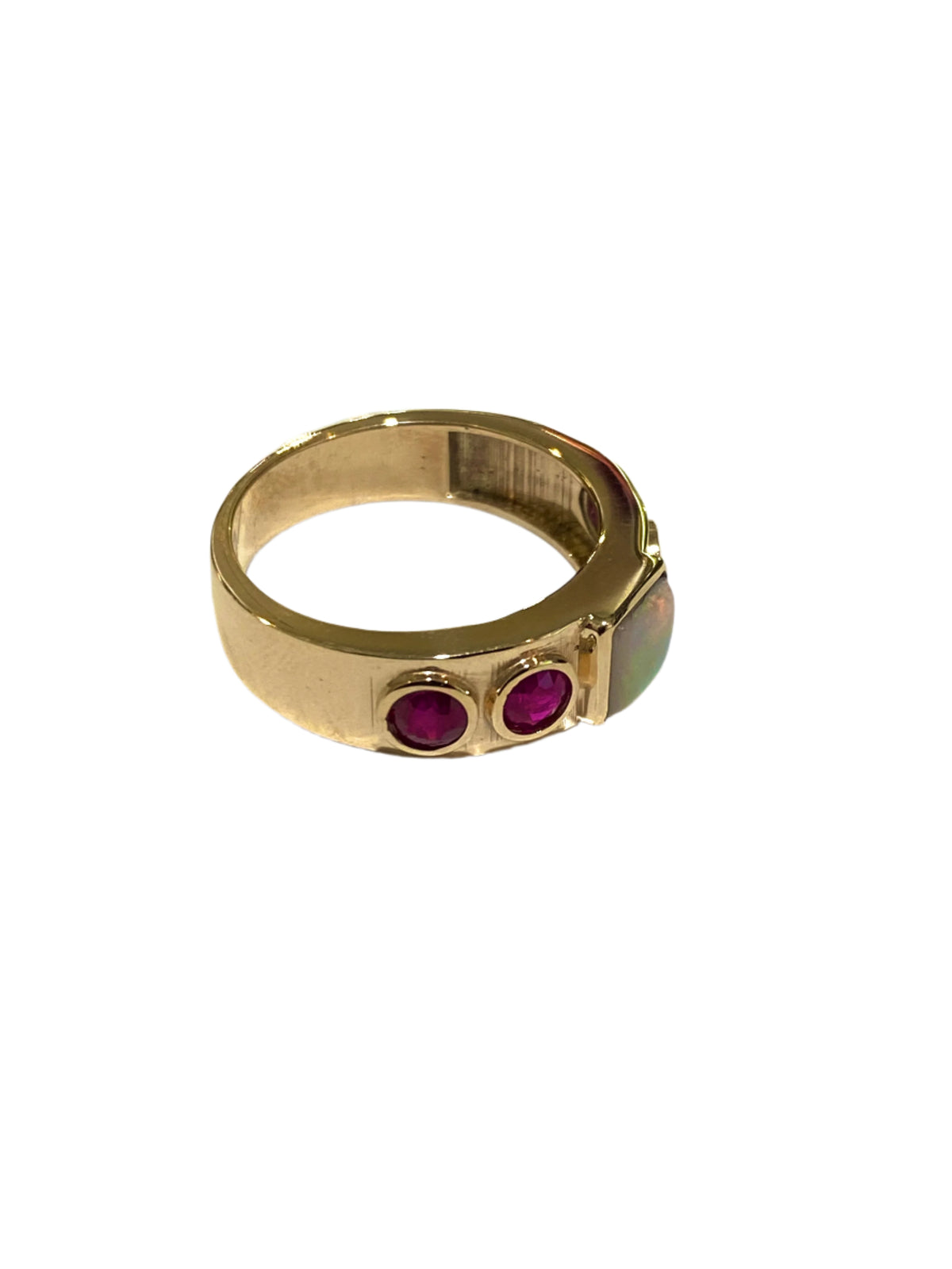 9ct Gold Opal and Ruby Ring