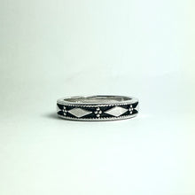 Sterling Silver  Diamond patterned Oxidised Band