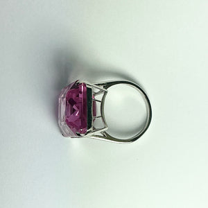 9ct White Gold Pink  Baguette Topaz Dress Ring