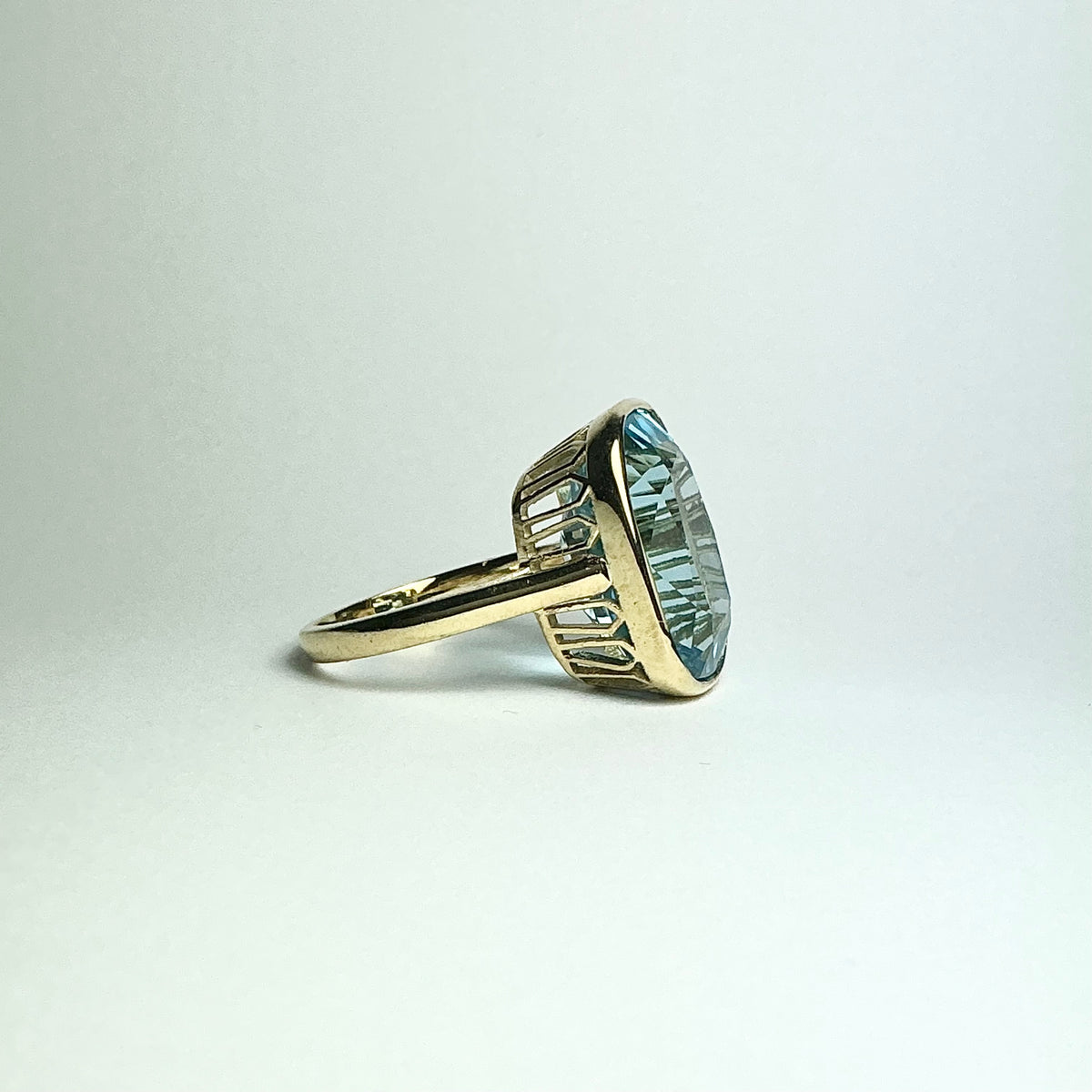 9ct Rose Gold Blue Topaz Ring